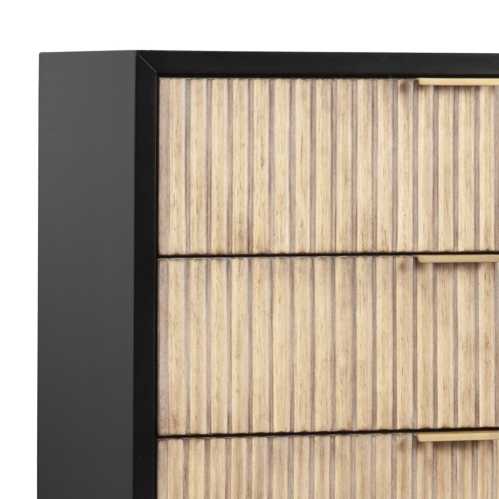 Chest with 5 Corrugated Drawers and Metal Base, Black