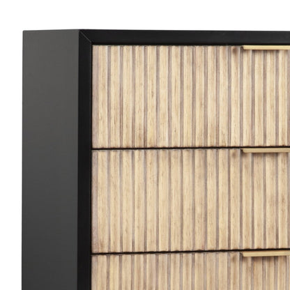 Chest with 5 Corrugated Drawers and Metal Base, Black