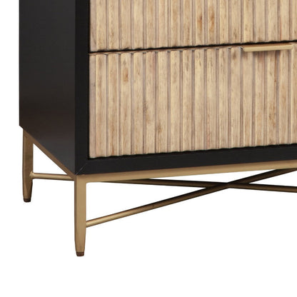 Chest with 5 Corrugated Drawers and Metal Base, Black