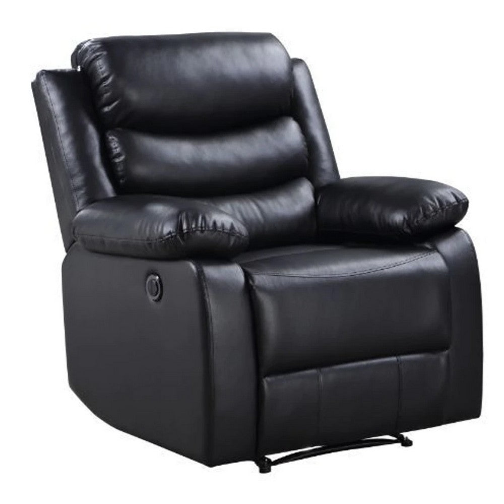 Power Recliner with Pocket Coil Seating and Pillow Top Arms, Black