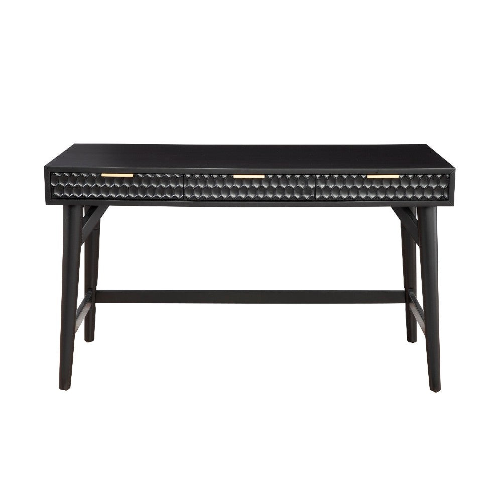 Writing Desk with 3 Drawers and Wooden Frame, Black