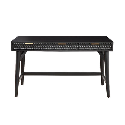 Writing Desk with 3 Drawers and Wooden Frame, Black