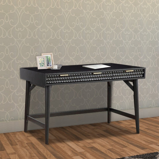 Writing Desk with 3 Drawers and Wooden Frame, Black