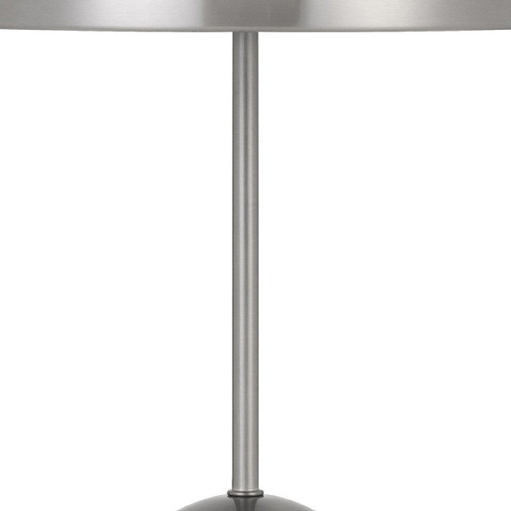 20 Inch Metal Accent Table Lamp with Dome Shade, Silver
