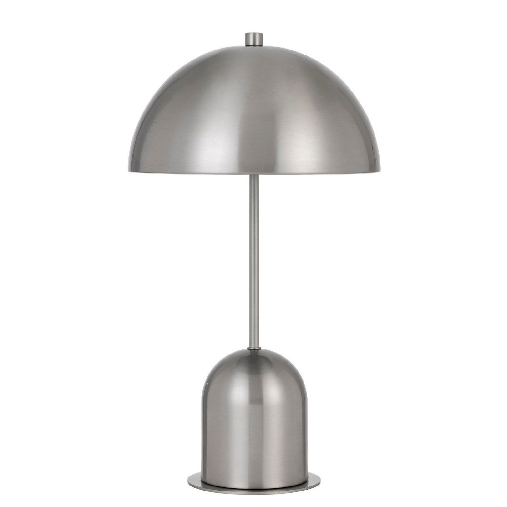 20 Inch Metal Accent Table Lamp with Dome Shade, Silver