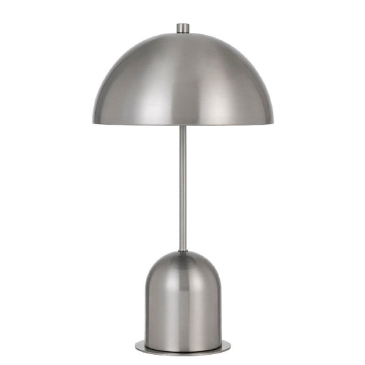 20 Inch Metal Accent Table Lamp with Dome Shade, Silver