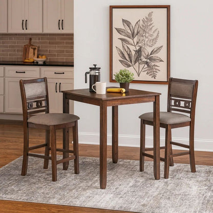 Gary 3 Piece Counter Table Set, Cherry Brown