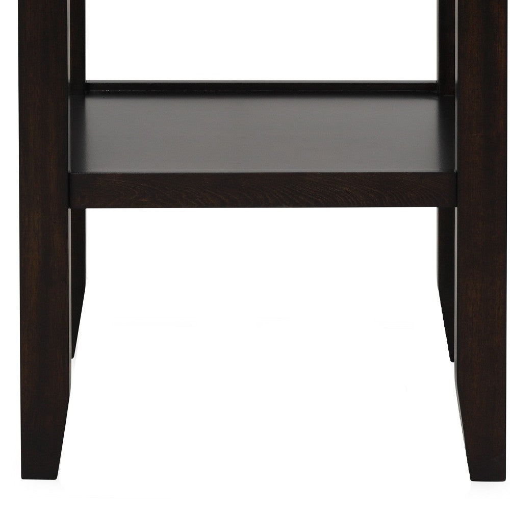 Kate 42 Inch Round Counter Table, Faux Marble Top, White, Espresso