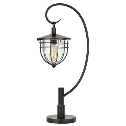 30 Inch Metal Downbridge Lantern Table Lamp, Bronze Black
