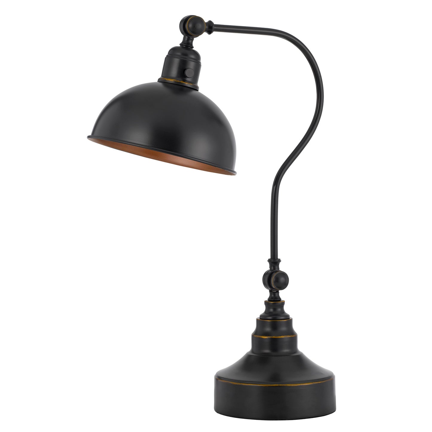 25 Inch Metal Curved Desk Lamp, Adjustable Shade, Bronze Black — Chic Home-Decor