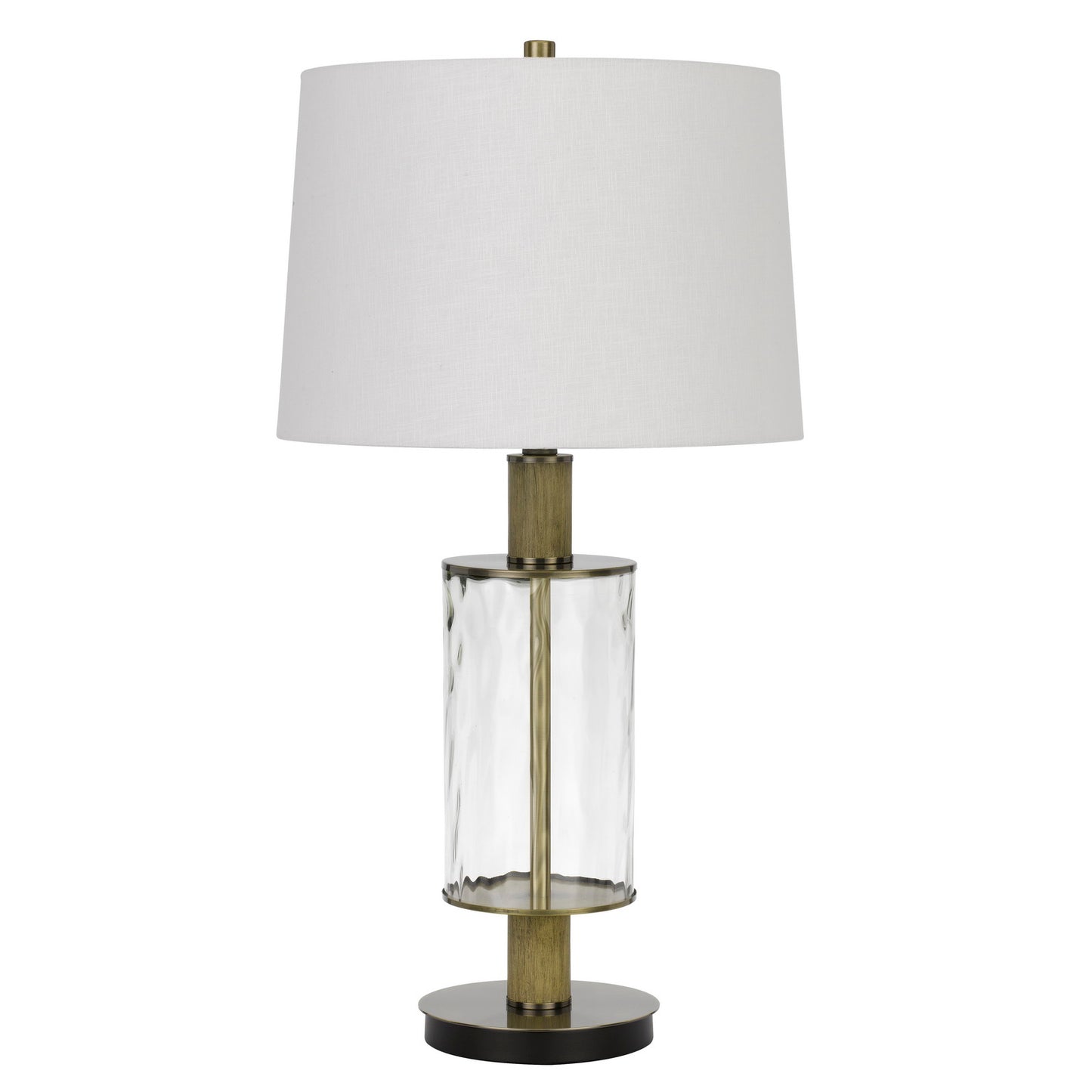 42 Inch Clear Glass Table Lamp with Dimmer and Oak Wood Accent — Chic Home-Decor