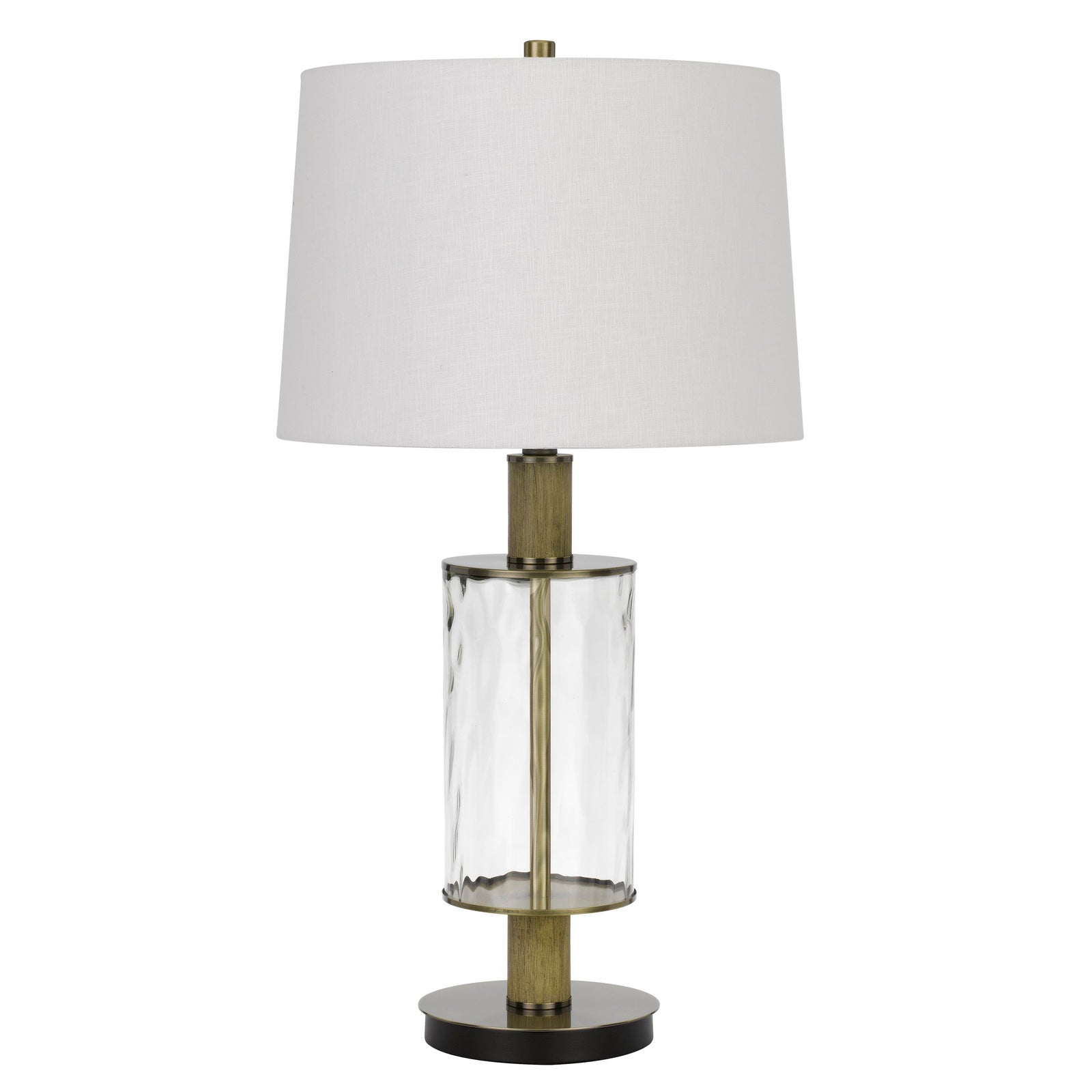 42 Inch Clear Glass Table Lamp with Dimmer and Oak Wood Accent — Chic Home-Decor