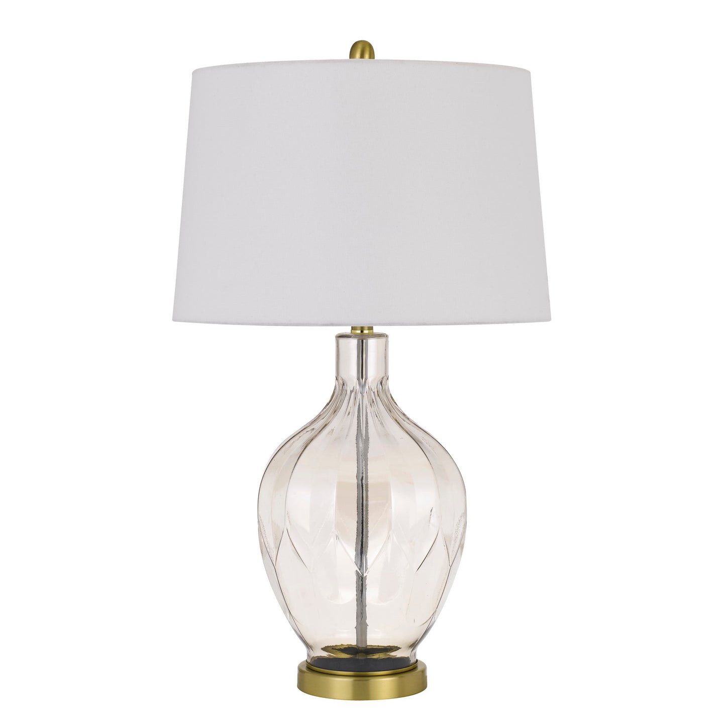 29 Inch Glass Table Lamp with Dimmer, Round, Clear and Brass — Chic Home-Decor