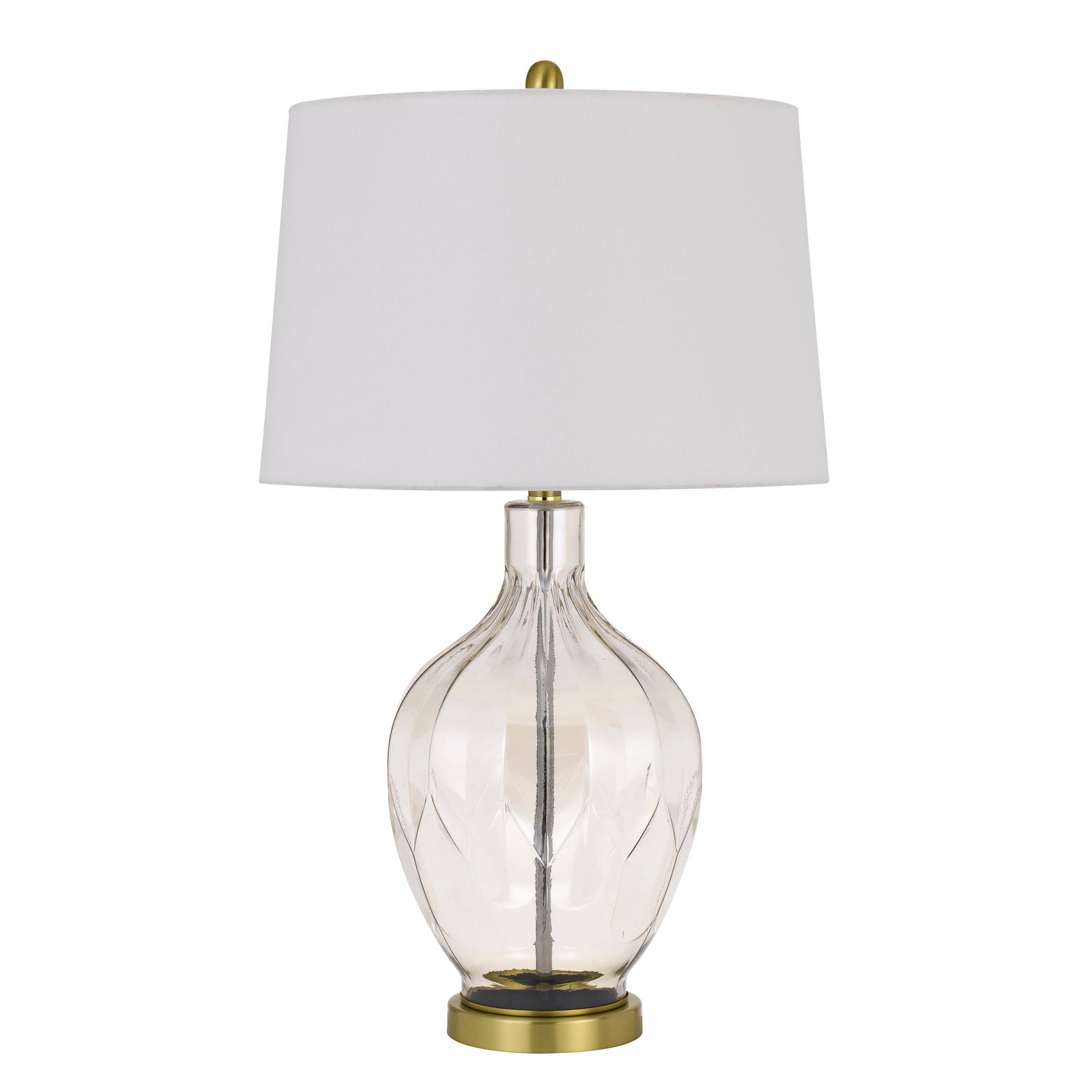 29 Inch Glass Table Lamp with Dimmer, Round, Clear and Brass — Chic Home-Decor