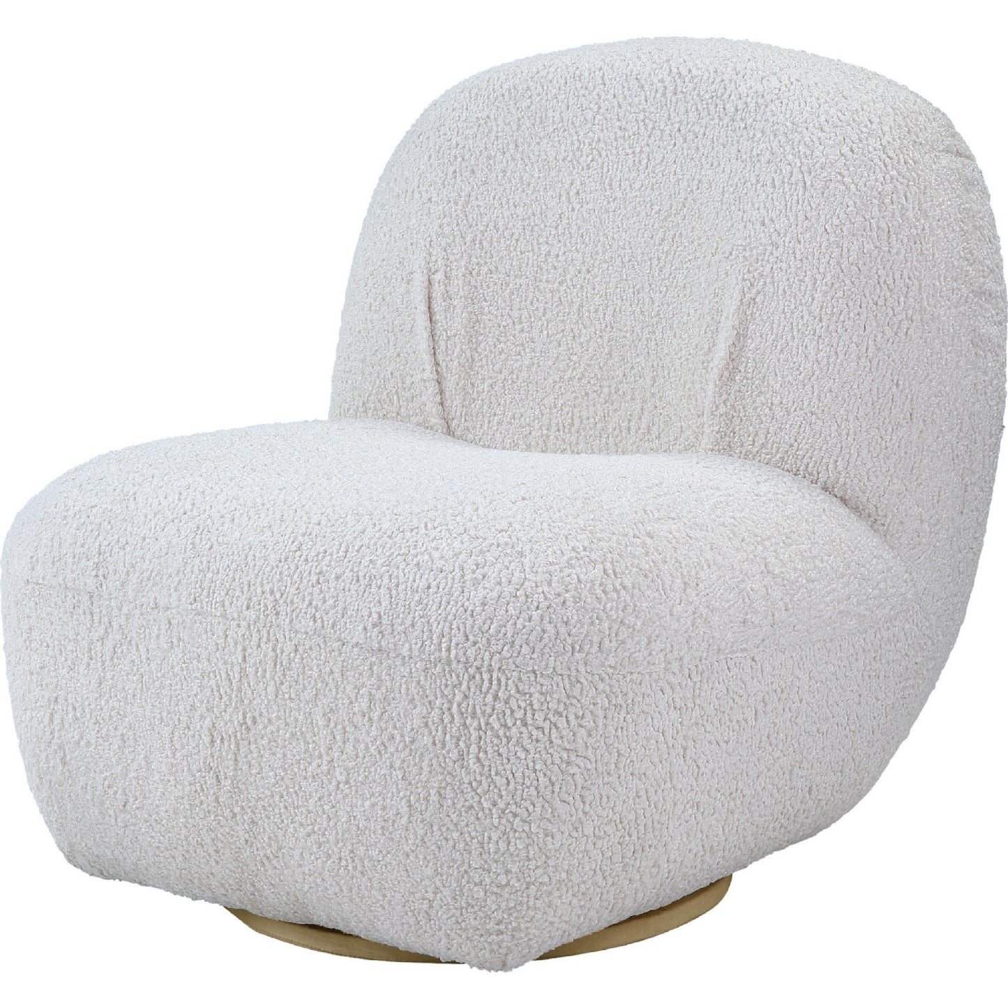 27 Inch Teddy Sherpa Fabric Curved Accent Chair, Swivel Function, White — Chic Home-Decor