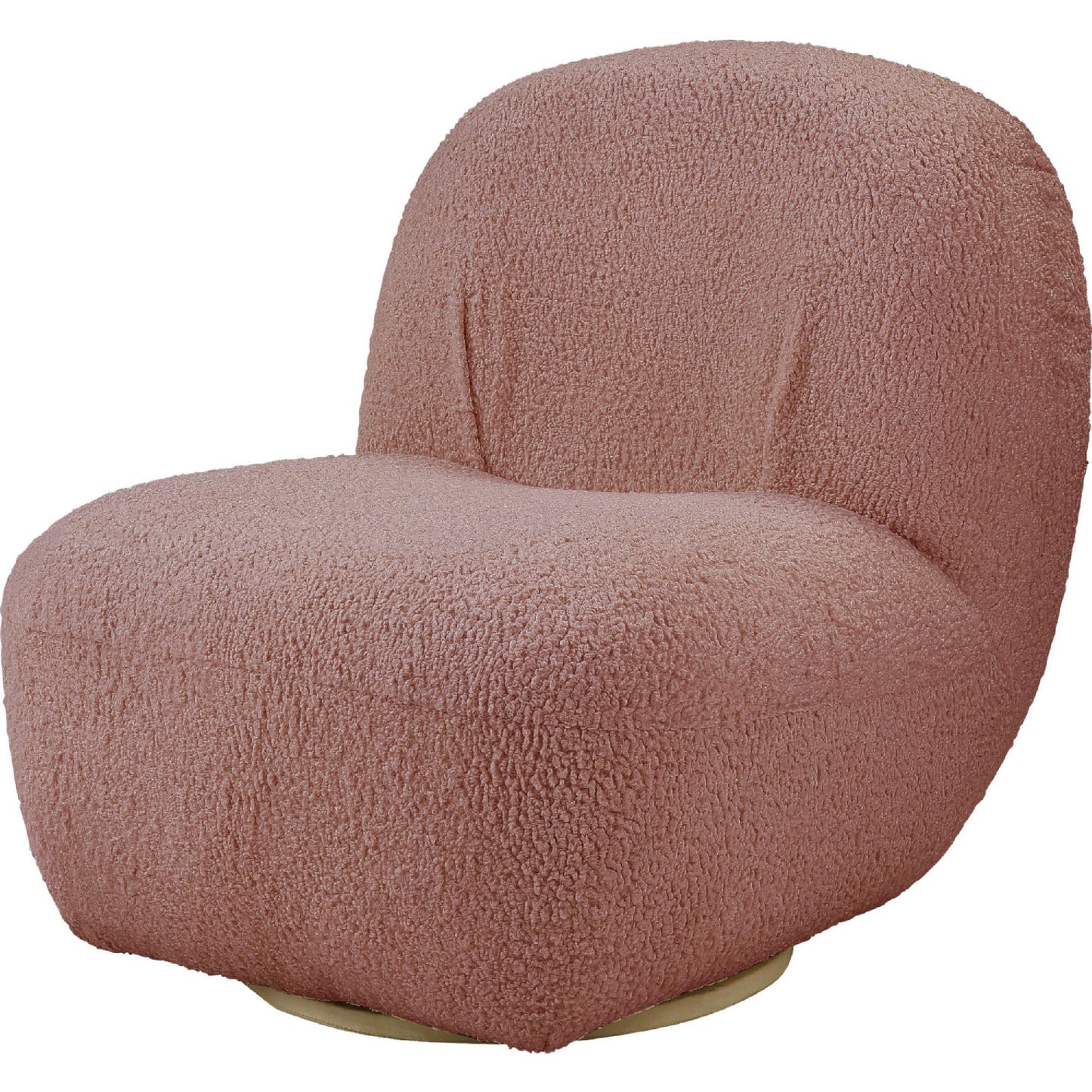 27 Inch Teddy Sherpa Fabric Curved Accent Chair, Swivel Function, Pink — Chic Home-Decor