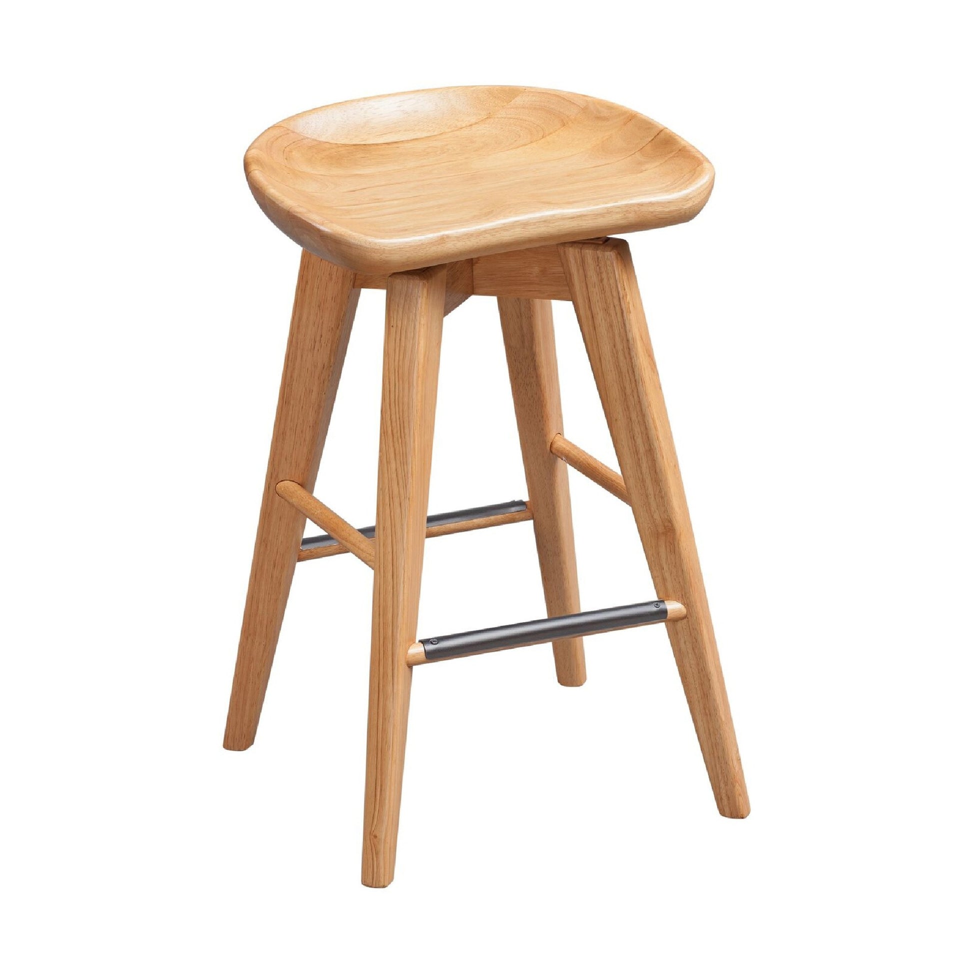 Esme 24 Inch Swivel Counter Stool with Contour Seat, Wood, Natural Brown — Chic Home-Decor