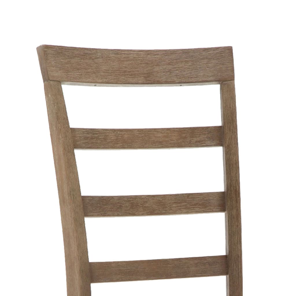 Moe 18 Inch Wood Dining Chair, Ladder Back, Set of 2, Brushed Brown