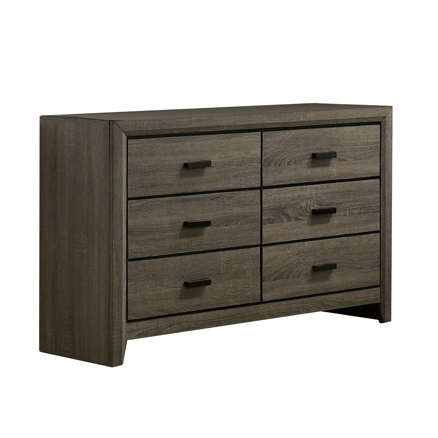 Meli 47 Inch Wood 6 Drawer Dresser with Black Handles, Taupe Gray — Chic Home-Decor