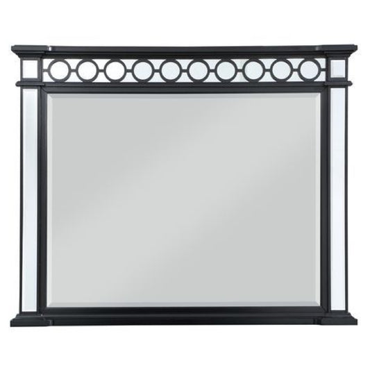 Koda 52 Inch Wall Mirror, Molded Trim, Circular Cut Out Design, Black — Chic Home-Decor