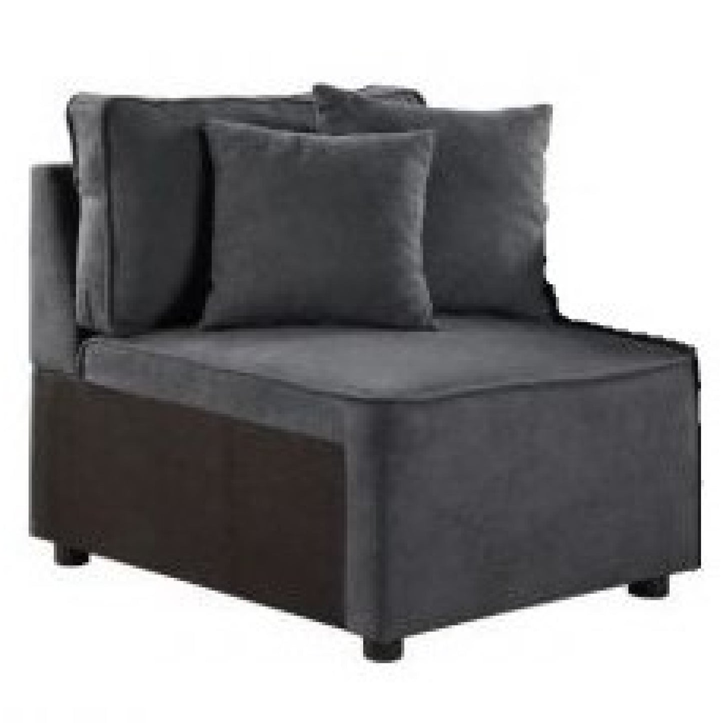29 Inch Modular Chair, Pocket Coil, 2 Pillows, Dark Charcoal Gray — Chic Home-Decor