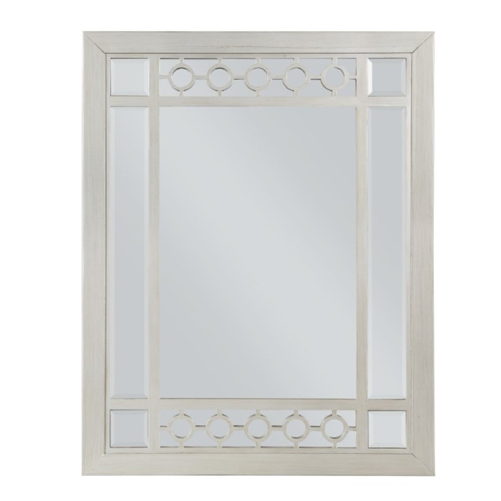 Nic 40 Inch Accent Mirror, Beveled Wood Frame Portrait, Silver — Chic Home-Decor