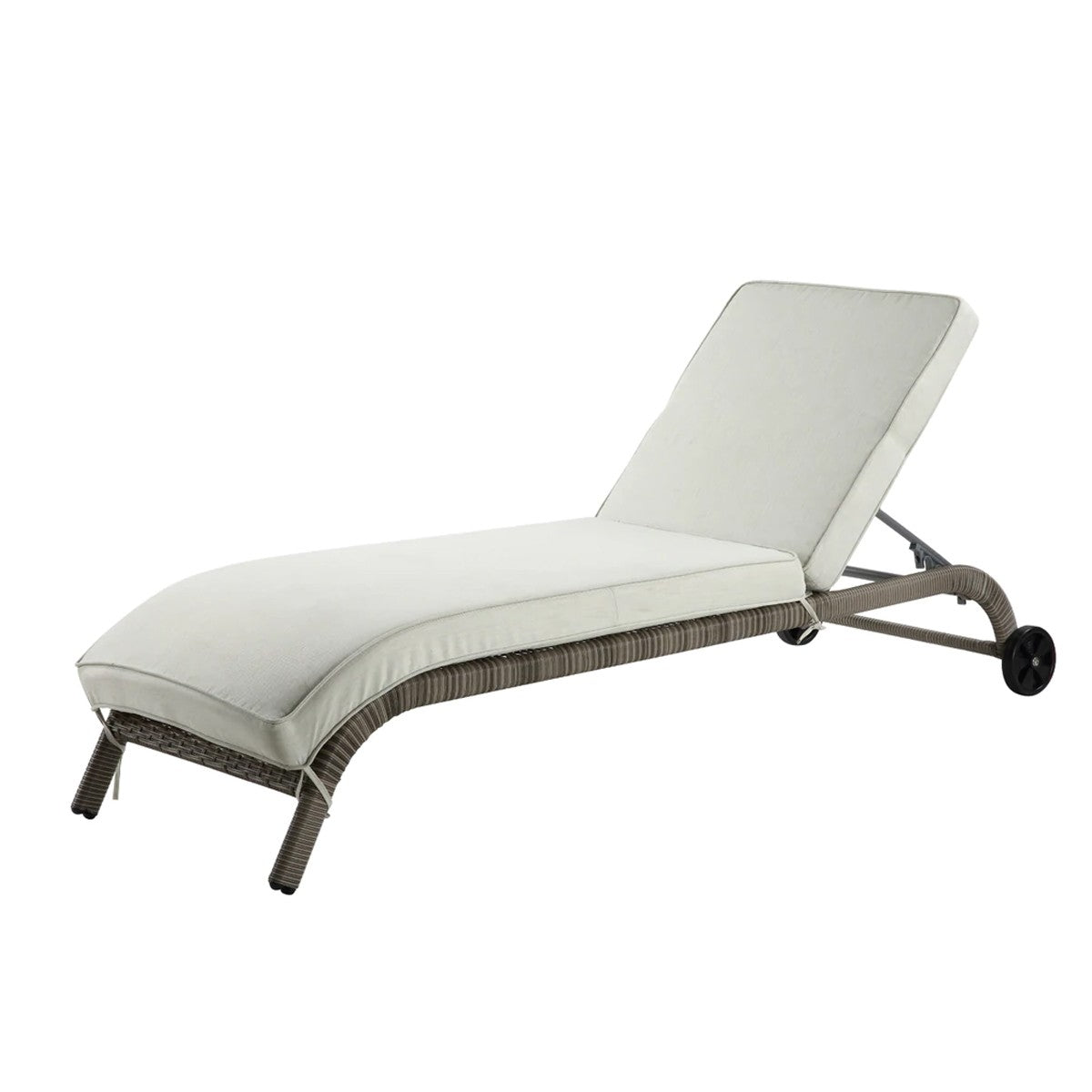 80 Inch Outdoor Patio Sun Lounge, All Weather Resin Wicker, Brown, White — Chic Home-Decor