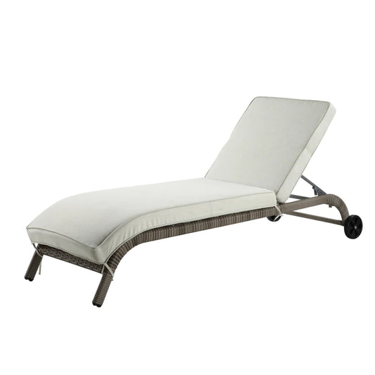 80 Inch Outdoor Patio Sun Lounge, All Weather Resin Wicker, Brown, White — Chic Home-Decor