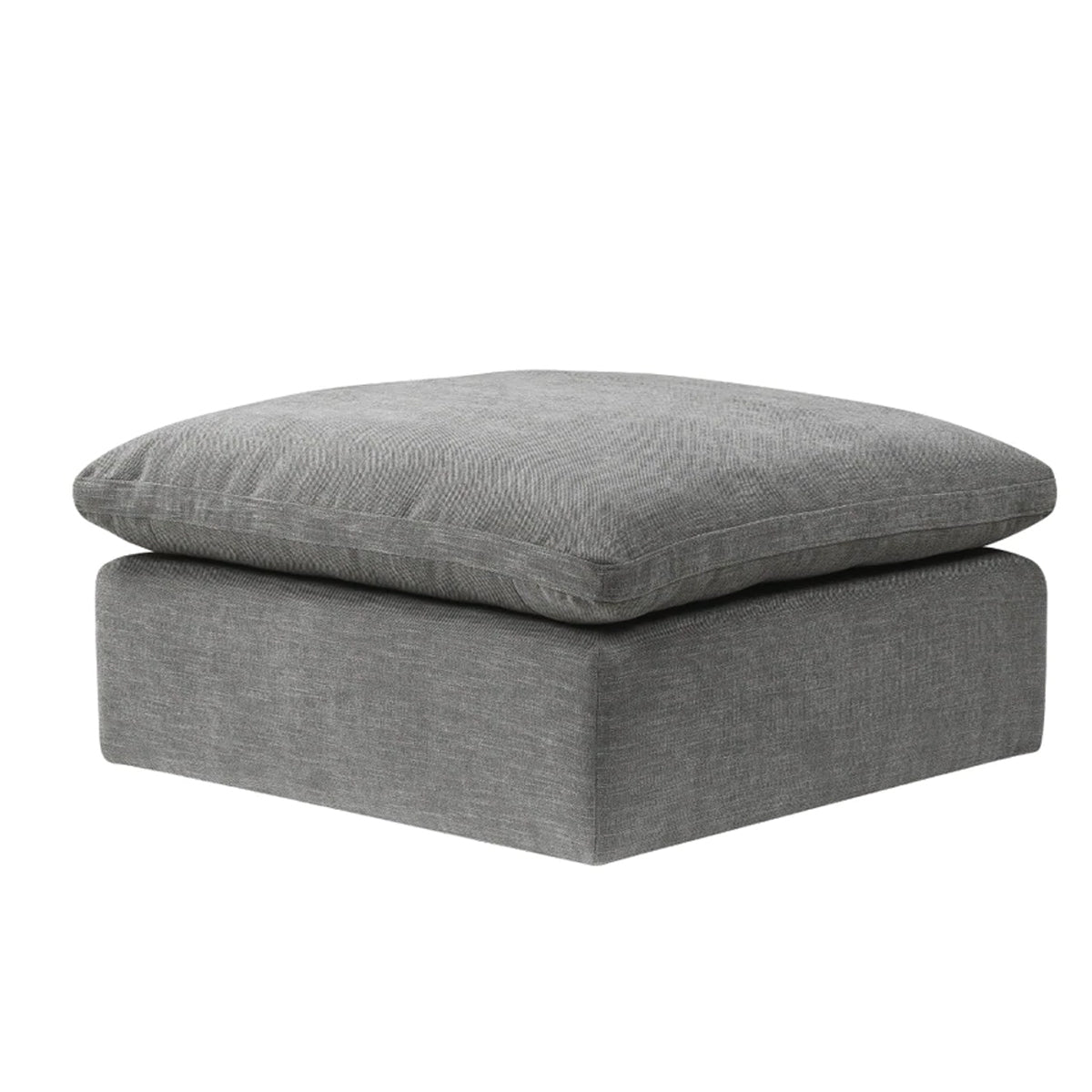 Shar 37 Inch Square Ottoman, Removable Pillow Top Cushion, Gray — Chic Home-Decor