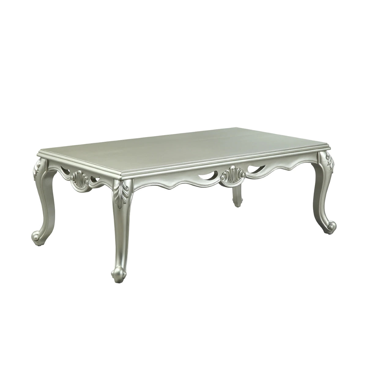Usm 58 Inch Classic Coffee Table, Floral Trim Cabriole, Wood, Champagne — Chic Home-Decor