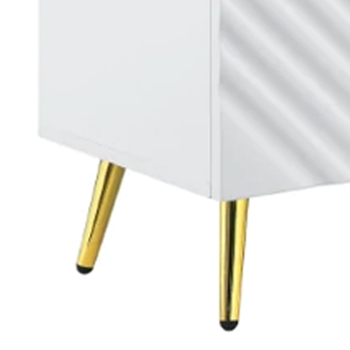 Tyra 79-Inch Modern TV Media Center, white with gold tapered legs and two doors