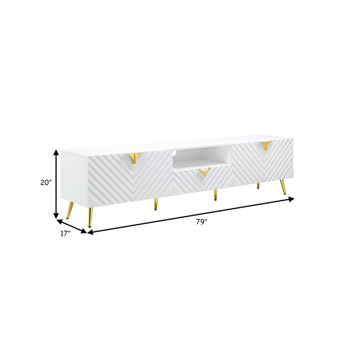 Tyra 79 Inch Modern TV Media Entertainment Center, 2 Doors, White