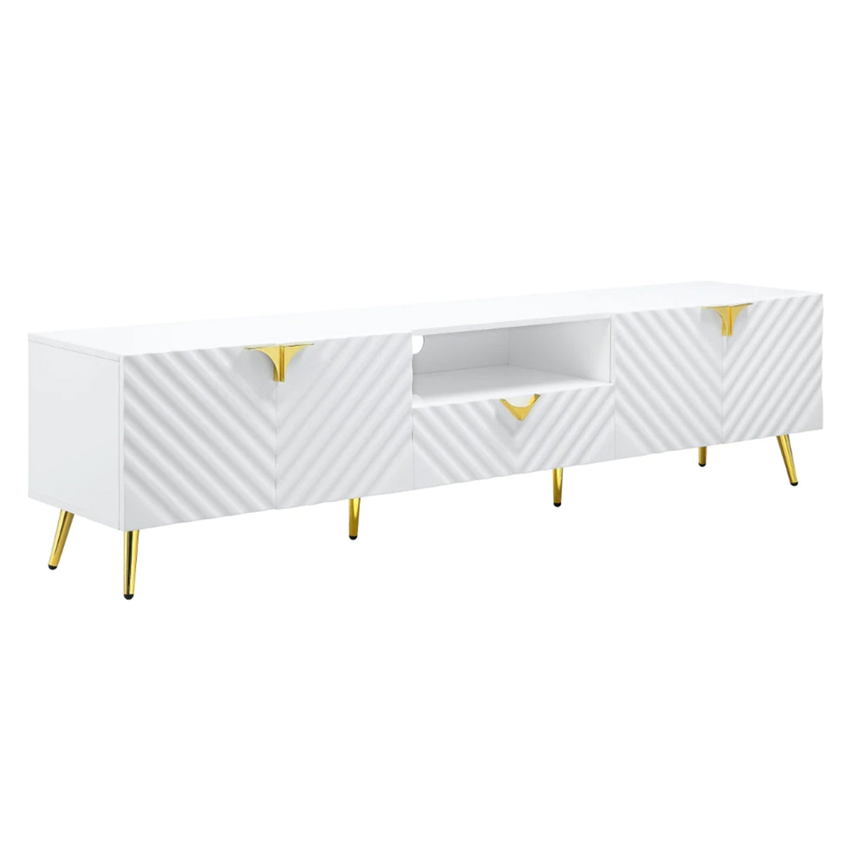 Tyra 79 Inch Modern TV Media Entertainment Center, 2 Doors, White