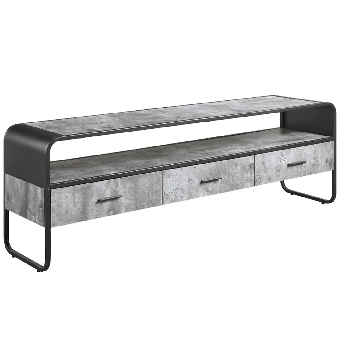 Ish 60 Inch Entertainment Center TV Stand, 3 Drawers, Wood, Gray, Black — Chic Home-Decor