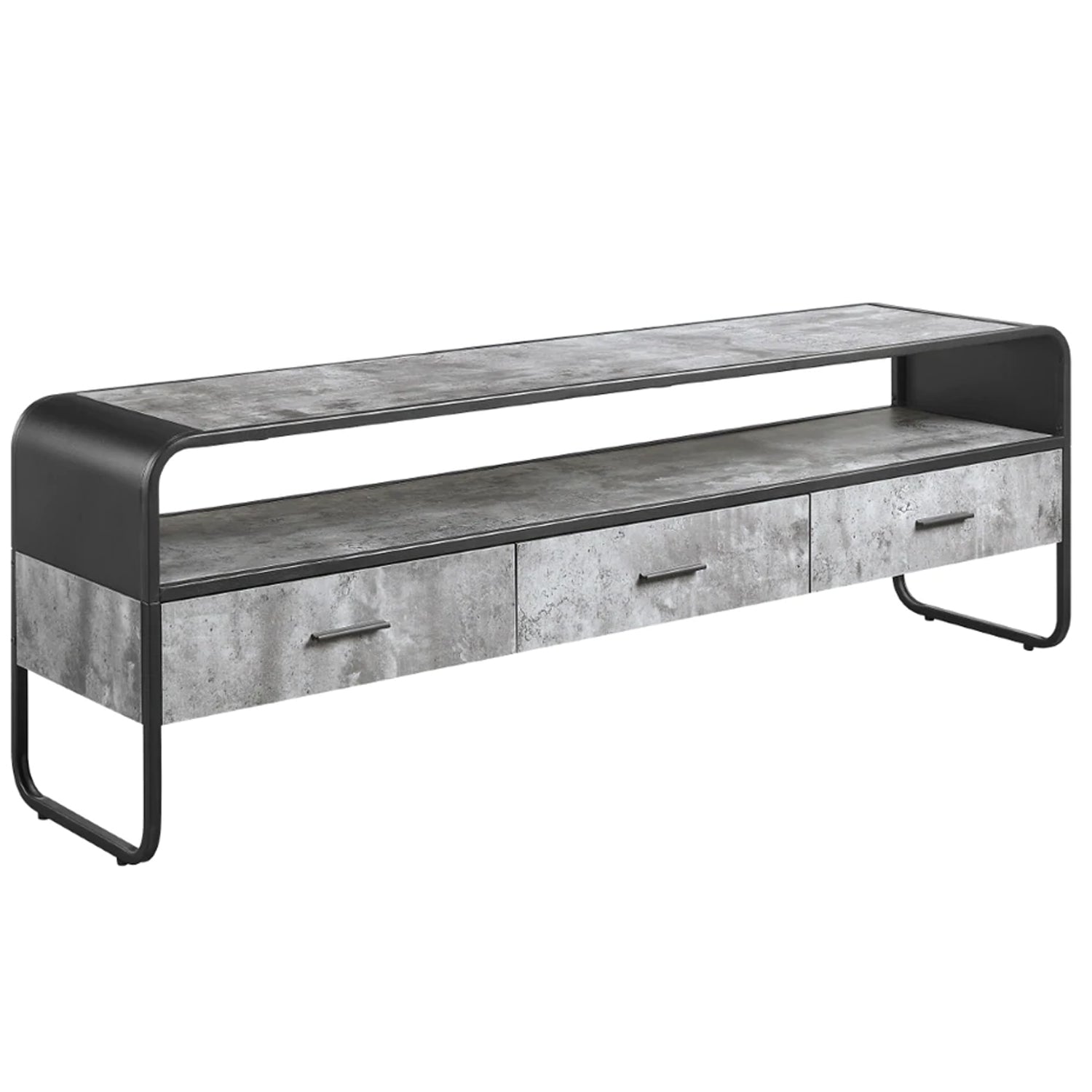 Ish 60 Inch Entertainment Center TV Stand, 3 Drawers, Wood, Gray, Black — Chic Home-Decor