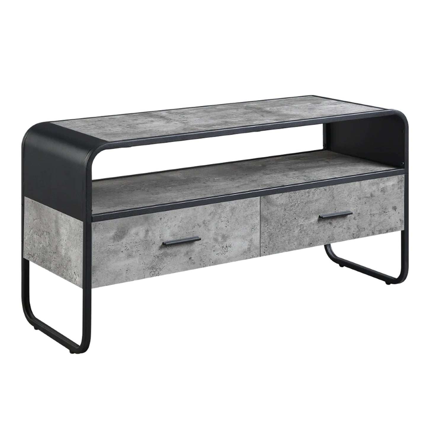Ish 39 Inch Entertainment Center TV Stand, 2 Drawers, Wood, Gray, Black — Chic Home-Decor