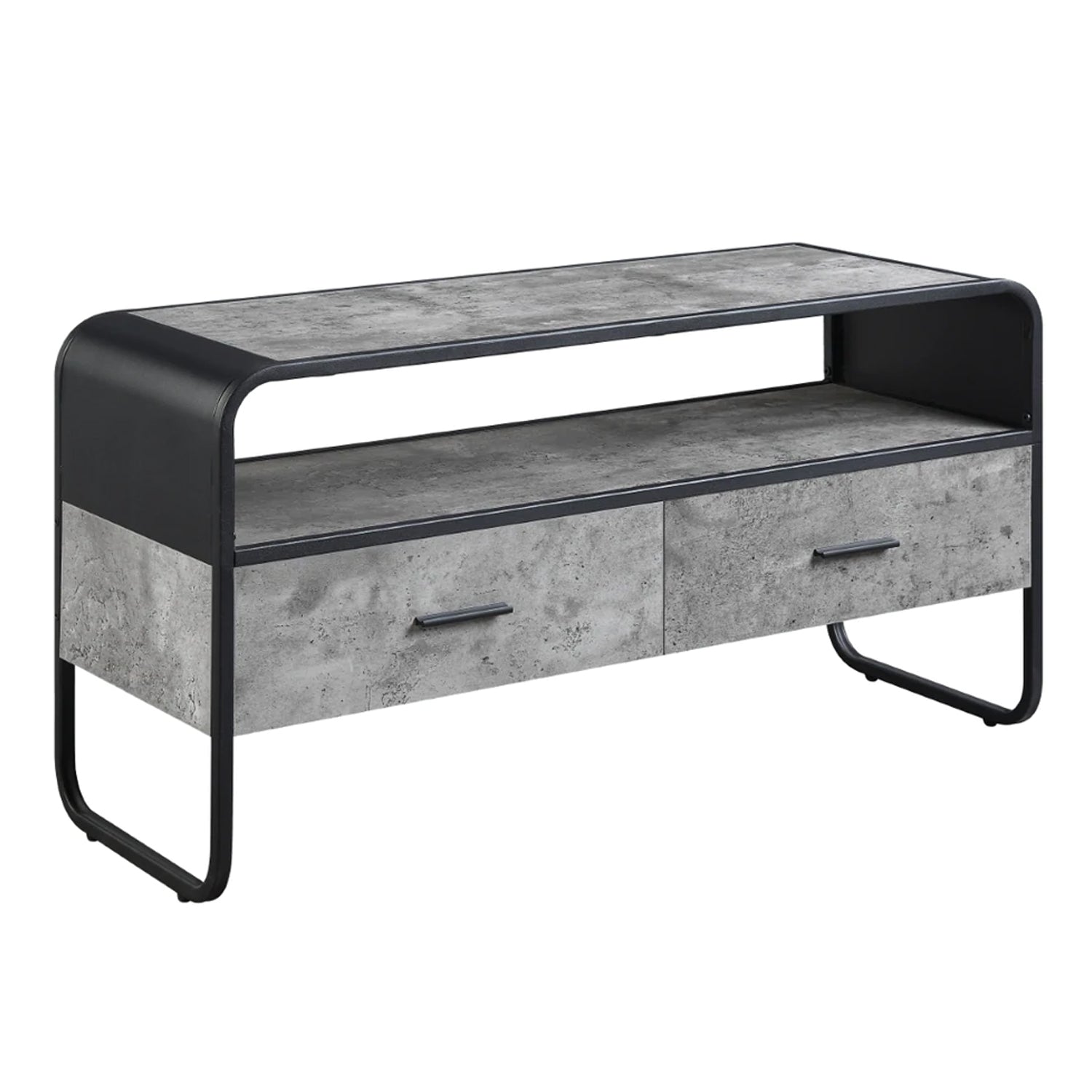 Ish 39 Inch Entertainment Center TV Stand, 2 Drawers, Wood, Gray, Black — Chic Home-Decor
