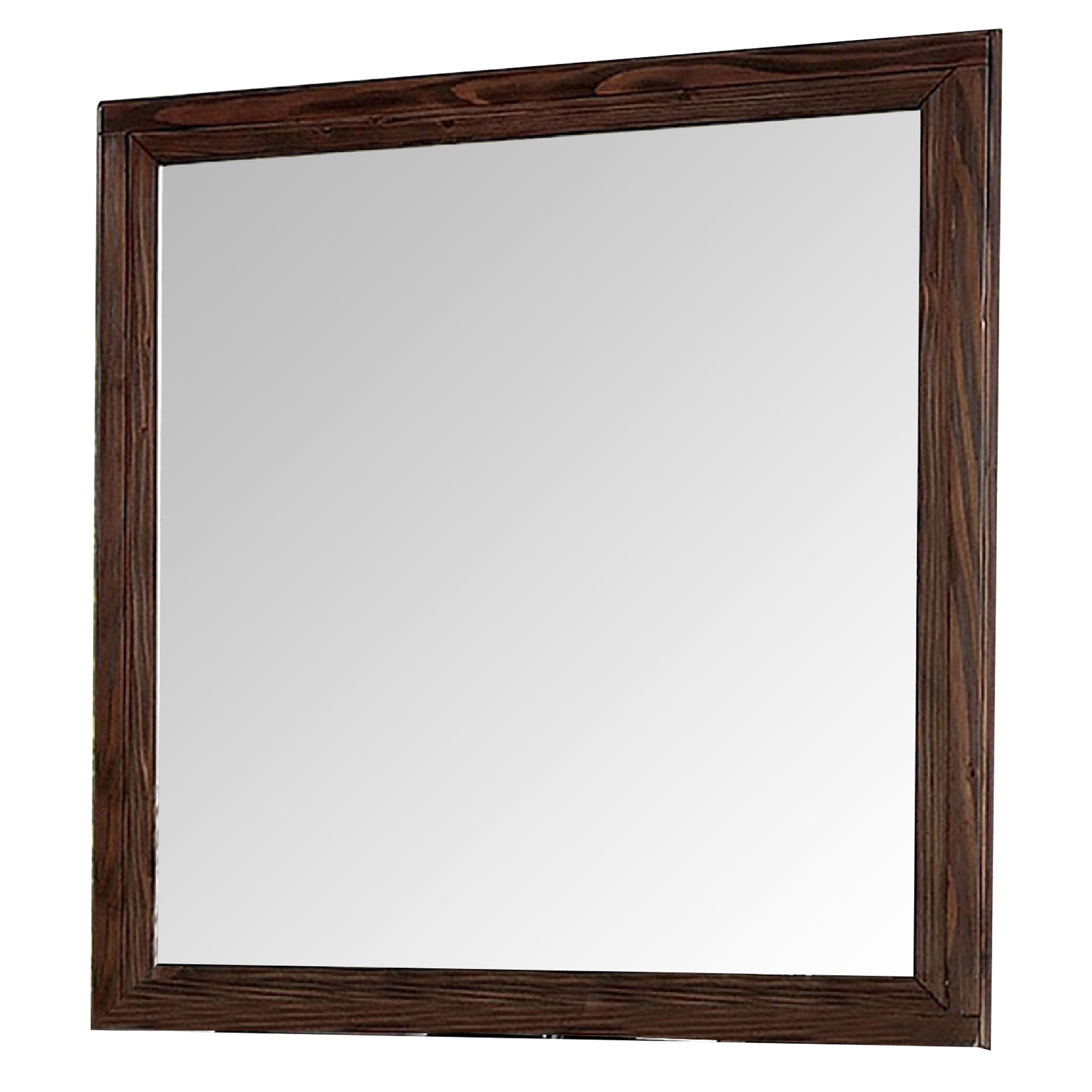 36 Inch Wall Mirror, Molded Trim, Grain Details, Oak Brown — Chic Home-Decor