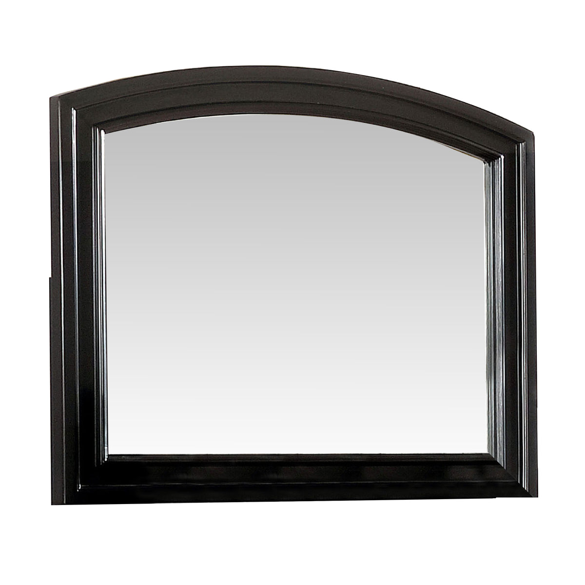 Glan 42 Inch Wall Mirror, Molded Trim, Wood Frame, Curved Top, Black — Chic Home-Decor