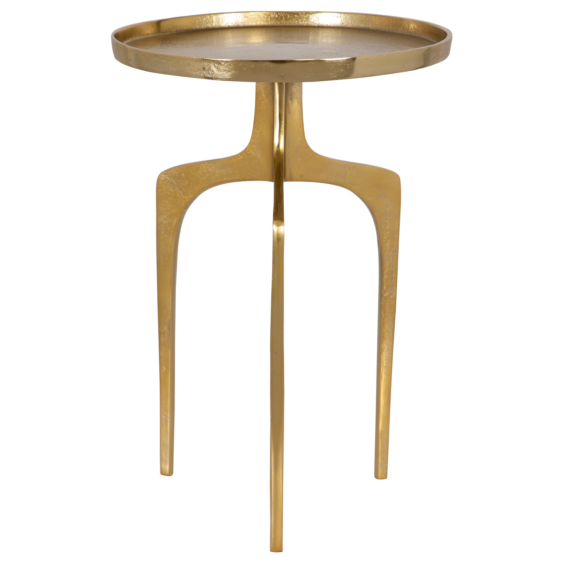 22 Inch Metal Round Accent Table, Three Curved Legs, Gold — Chic Home-Decor