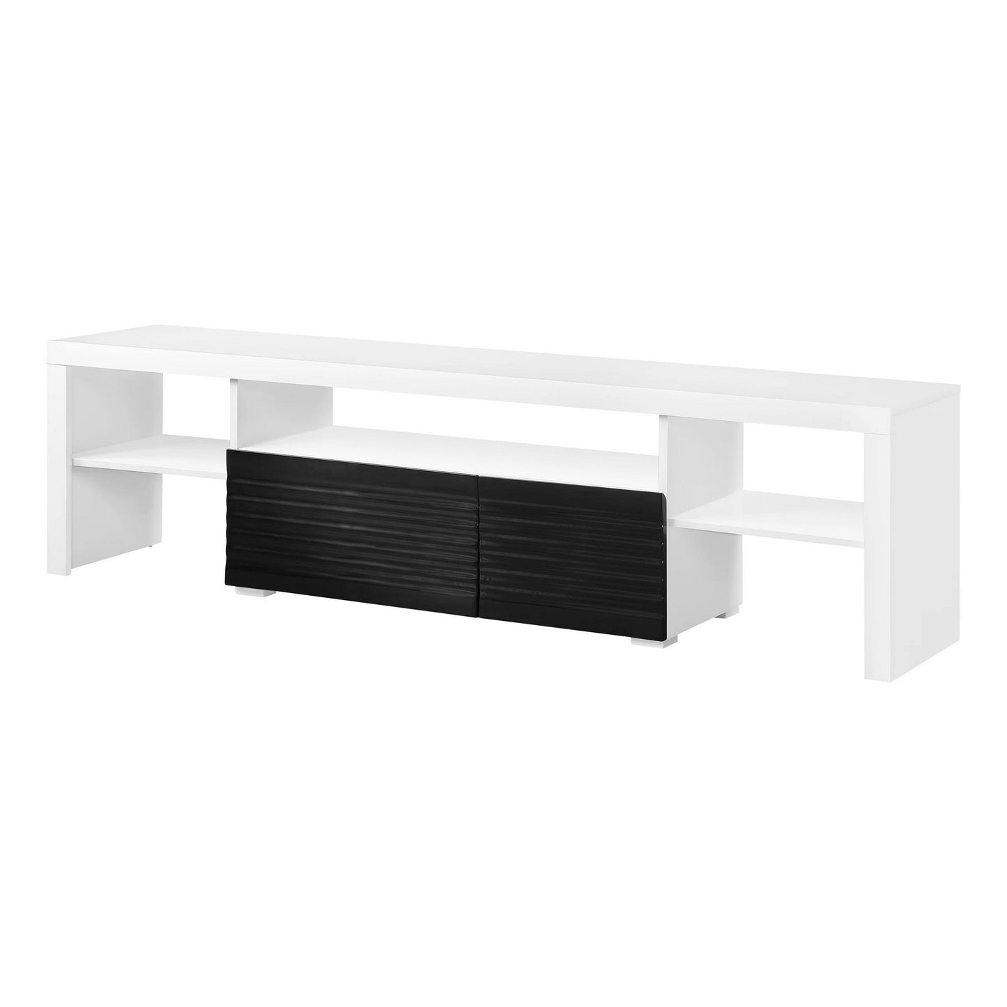 Ida 75 Inch TV Entertainment Center Console, 2 Drawers, High Gloss White — Chic Home-Decor
