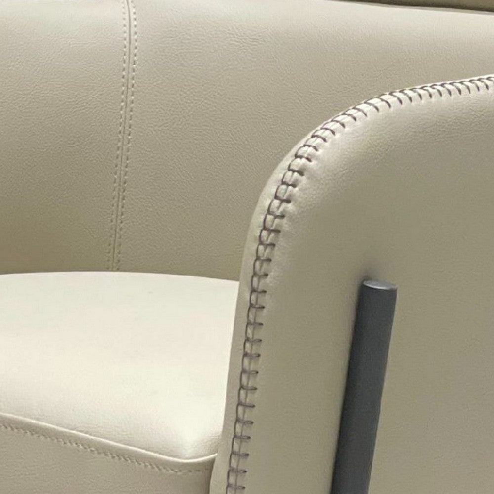 Cid 25 Inch Modern Dining Chair, Tight Back, Vegan Faux Leather, Beige