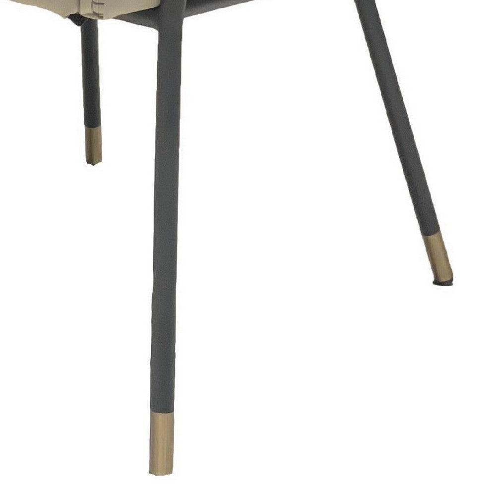 Cid 25 Inch Modern Dining Chair, Tight Back, Vegan Faux Leather, Beige