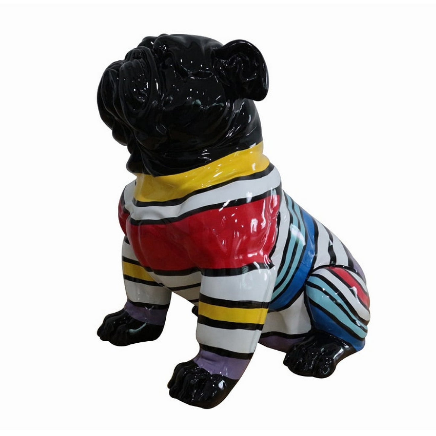 Cid 18 Inch Resin Pug Sculpture Decor, Multicolor Abstract Pattern — Chic Home-Decor
