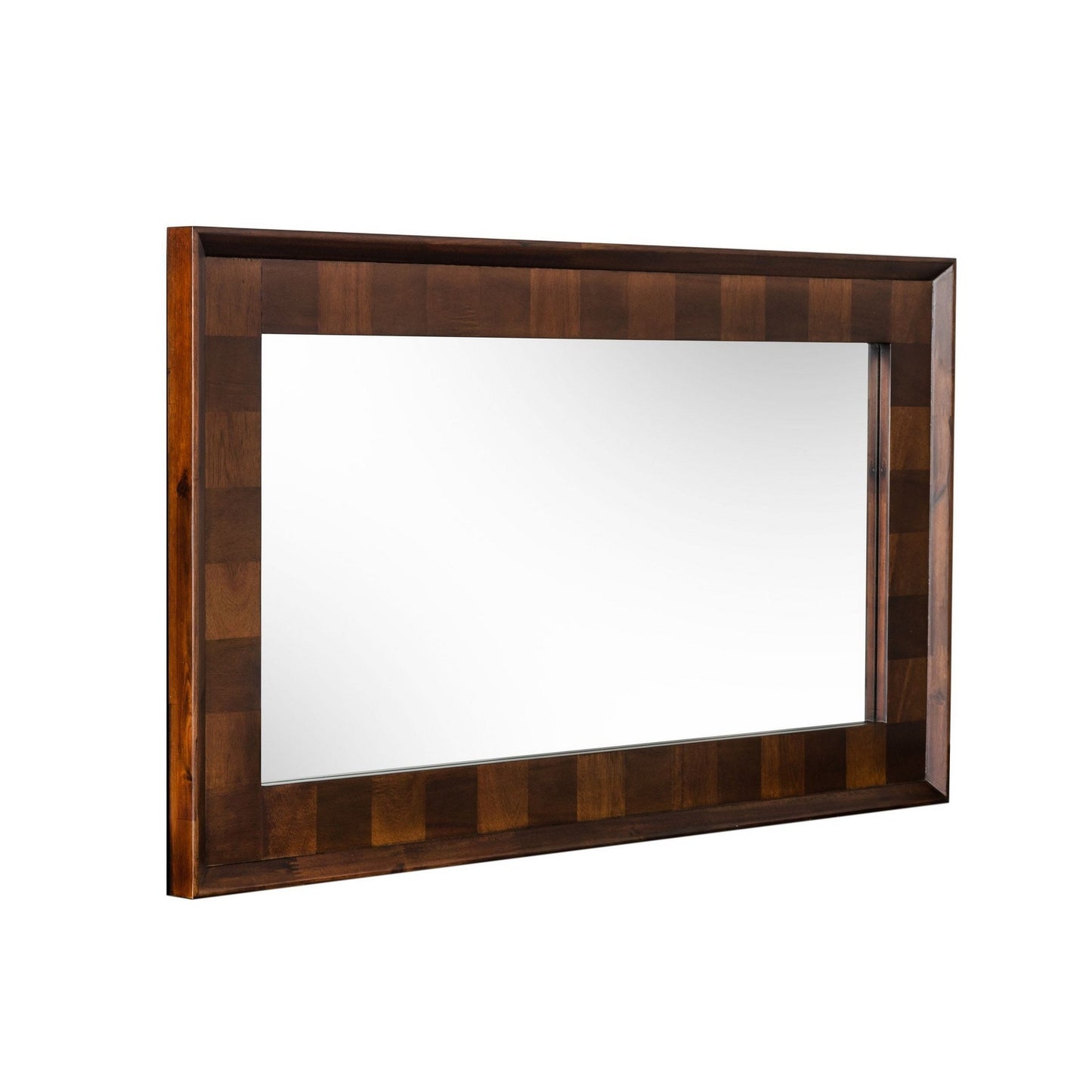 Cid 43 Inch Modern Wall Mirror, Molded Frame, Dark Dual Tone Brown — Chic Home-Decor