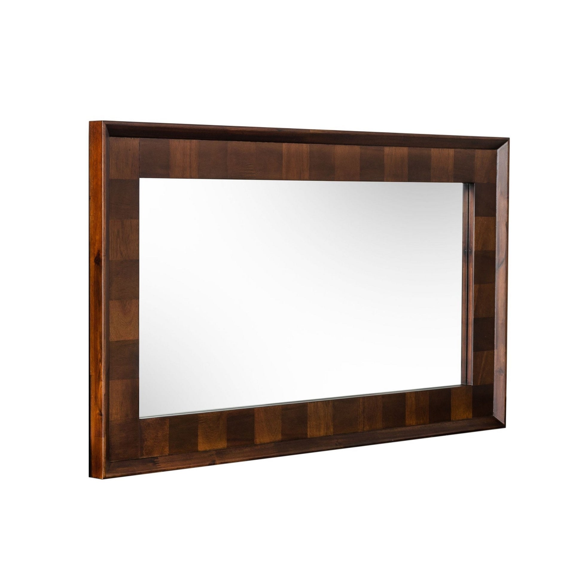 Cid 43 Inch Modern Wall Mirror, Molded Frame, Dark Dual Tone Brown — Chic Home-Decor