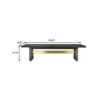 Cid Coe 71 Inch Modern Dining Bench, Wood Seat, Concrete Base, Gray