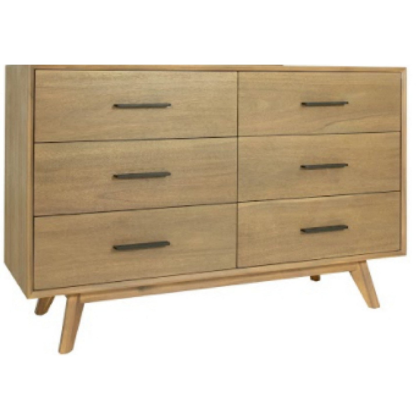 Cid Allie 53 Inch Modern Dresser, 6 Drawers, Solid Acacia, Walnut Brown — Chic Home-Decor