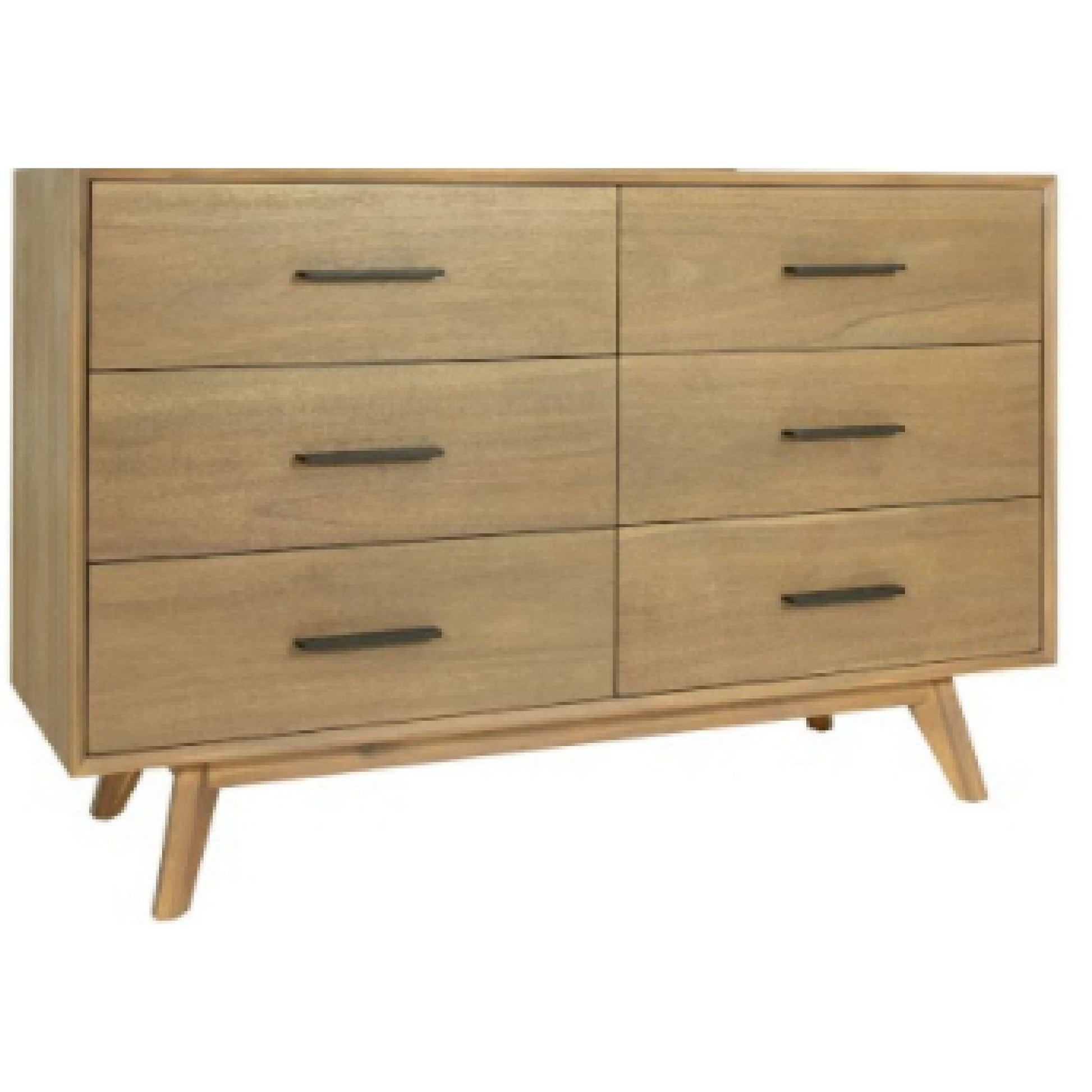 Cid Allie 53 Inch Modern Dresser, 6 Drawers, Solid Acacia, Walnut Brown — Chic Home-Decor