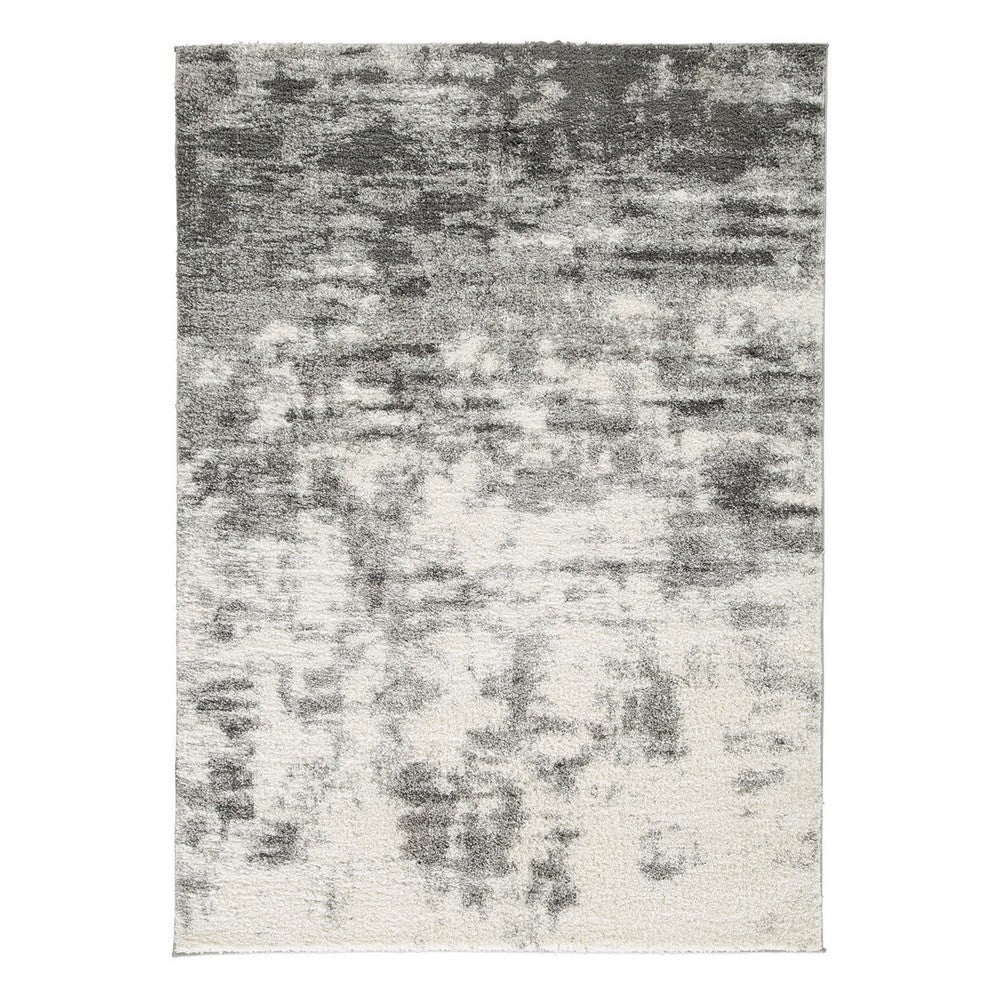 Pax 8 x 10 Modern Area Rug, Smoky Paint Design, Fabric, Large, Cream